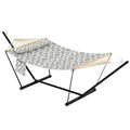 Double Hammock with Stand - Heavy Duty Portable 2 Person Design with Adjustable Steel Stand, Max 450LBS, Ideal for Outdoor Patio, Garden, Beach & Backyard - color: L-grey