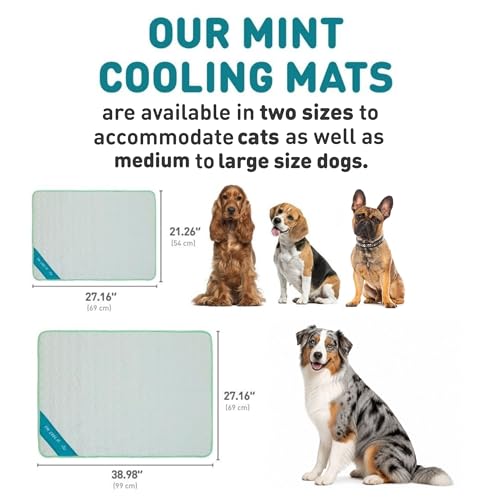 INSPECTOR TAIL Dog Cooling Mat - No Freeze Needed, Self-Cooling Pad for Medium Dogs, Washable Portable for Crate Kennel Car Sofa Bed Floor, Indoor Outdoor Summer Use, 27"x21" with Carry Bag - size: Mint- 27.15" x 21.26"