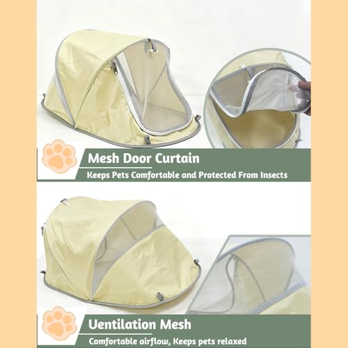 Mini Pop Up Pet Tent for Small Cats & Dogs Only, Instant No Assembly Sun Shade Pet Shelter for Beach, Camping & Outdoor, Foldable Portable Pet Bed Tent, 27'' x 14'' x 12''