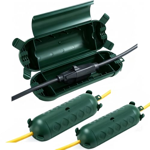 3 Pack Outdoor Extension Cord Cover IP44 Waterproof, Weatherproof Extension Cord Protector Box for Outdoor Plug & Outlet, Ideal for Christmas Lights, Garden Tools, Patio, Green - color: Green-Big