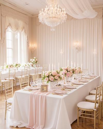Nervure 350PCS Pink Plastic Plates - Pink Plastic Dinnerware Sets for 50 Guests - 100 Disposable Plates, 150 Gold Silverware, 50 Cups, 50 Napkins Perfect for Wedding & Party & Mothers Day - color: Pink