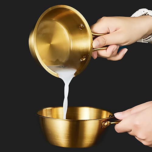 2Pcs Makgeolli Bowls, 304 Stainless Steel Korean Traditional Bowls Round Rice Bowl Wine Cup with Handle, Hiking Soup Dish Food Bowl Camp Cup (Large: 20oz, 5.5inch, Gold) - color: Gold, size: Large: 20oz, 5.5inch