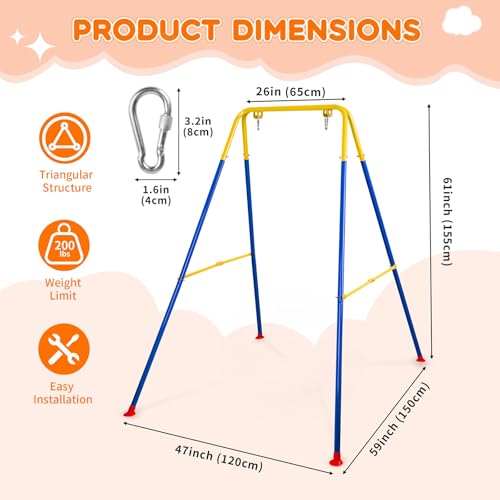 Baby Swing Stand, Heavy Duty Foldable Swing Stand A-Frame Metal Swing Stand Frame for Backyard Indoor & Outdoor Use (Hammock Chair not Included) (Blue) - color: Blue