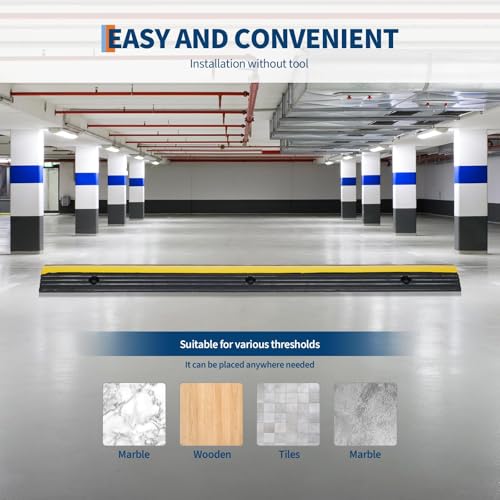 4 Pack of 1-Channel Rubber Cable Protector Ramps, Heavy Duty 22000 Lbs Load Capacity Cord Cover, Cable Wire Cord Cover Ramp, Speed Bump, Driveway Hose Cable Ramp Protective Cover - size: 102×15.5×3cm-4 Large Channel