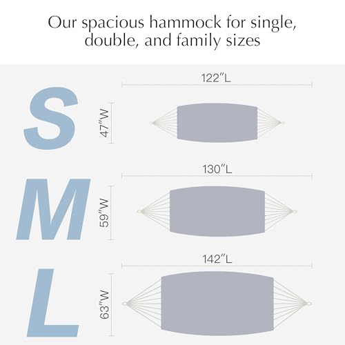 PNAEUT Double Hammocks for Outside, Replacement Outdoor Tree Hammock for Indoor Patio Porch Garden (Light Gray, Medium) - color: Light Gray, size: Medium