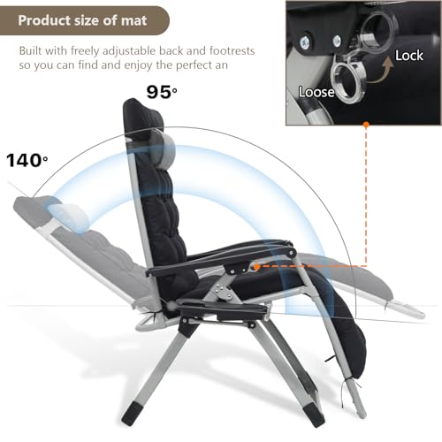 OS MOTOR Zero Gravity Chair, Portable Folding Reclining Lounge Chairs with Adjustable Cushion and Cup Holder Trays for Outdoor, Patio, Beach, Camping, Garden, Poolside, Gray - color: Grey