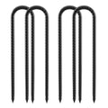 12inch Rebar Stakes, 4 Pack U Hook Ground Anchors, Heavy Duty Rust Proof Coated Steel Ground Stakes Ground Anchors, Garden Stake Metal Stakes Tent Stakes Trampoline Anchors Trampoline (Black) - color: U-4pcs