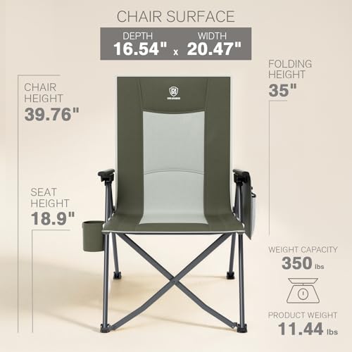 EVER ADVANCED Reclining Camping Chairs for Adult Lightweight, Folding Recliner Chair with Adjustable Back, 4-Level Lounge Chairs, Portable Lawn Chairs for Patio Balcony, Supports 350lbs Green - color: Green, style: Classic