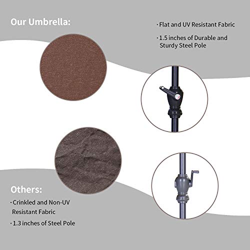 HYD-Parts 9FT Patio Umbrella Outdoor Table Umbrella,Market Umbrella with Push Button Tilt and Crank for Garden, Lawn, Deck, Backyard & Pool, No Base (Coffee) - color: Coffee, size: Umbrella Only