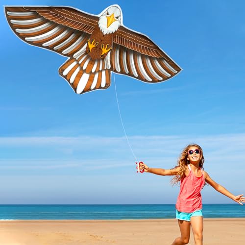 2 Pack Patriotic Eagle & Dragon & Butterfly Kite for Kids and Adults, Easy to Fly Huge Kites for Kids Ages 4-8 8-12 with 328FT String for Beach Park Easter Gift Outdoor Games and Activities - style: 2 Pack Eagle Kites