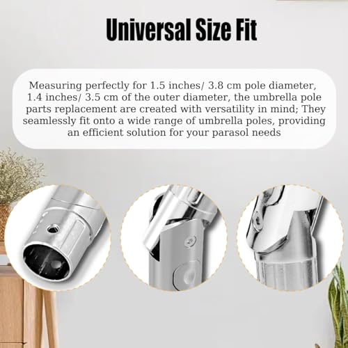 Patio Umbrella Replacement Parts, Outdoor Umbrella Pole Replacement, Push-Button Tilt Adjustment Metal Parasol Mounting Bracket Accessories (1.41 Inch)