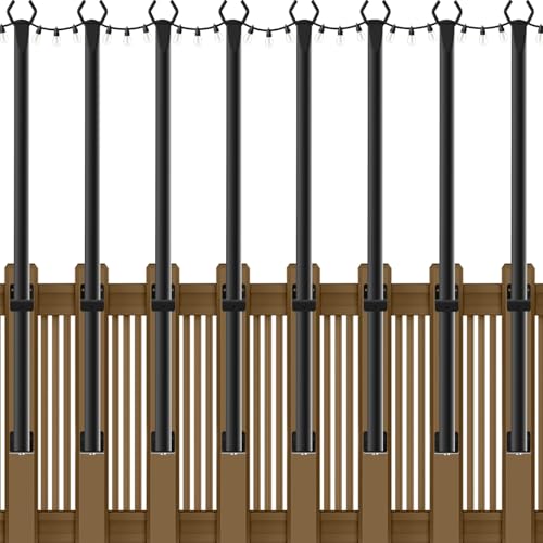 NUERPO 8 Pack String Light Poles,5Ft Metal Poles for Outdoor String Lights,Outdoor Light Poles with Post,Poles/Stand for Outside,Patio,Deck,Backyard,Garden Wedding,Party - size: 8 Pack 5FT String Light Pole