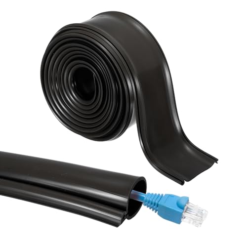 MECCANIXITY 10ft Cable Management Sleeve, 0.8 Inch ID Flexible Cord Wires Hider Cover Insulation Snap-fit Protector for Substation, High-Voltage Electrical Networks, Black - size: 0.8 Inch