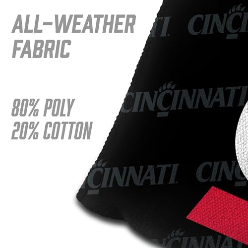 YouTheFan Officially-Licensed NCAA Set of 4 Cornhole Bags - All Weather Regulation 6” x 6” Size - 16oz Weight - Designed in USA - color: Cincinnati Bearcats - Black