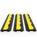 VEVOR 3 PCs Rubber Cable Protector Ramp, 2 Channel, 11000 lbs/axle Capacity Heavy Duty Hose Wire Cover Ramp Driveway, Traffic Speed Bump w/Flip-Open Top Cover, for Indoor&Outdoor - size: 3PC-2 Channel