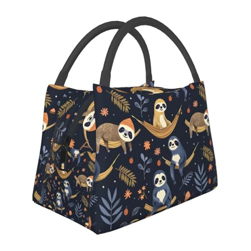 Cute Sloth Lunch Box with Cozy Forest Animal Pattern for Girls and Adults,Lightweight Handbag with Zipper Closure,Portable Cosmetic Bag for School, Work, Office, Travel and Picnic Gifts - color: Sloth