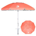 AMMSUN 8 Feet Large Beach Umbrella with Sand Anchor Heavy Duty High Wind Portable Outdoor Umbrellas UV 50+ Protection Air Vent Tilt Patio Garden Pool - color: Red