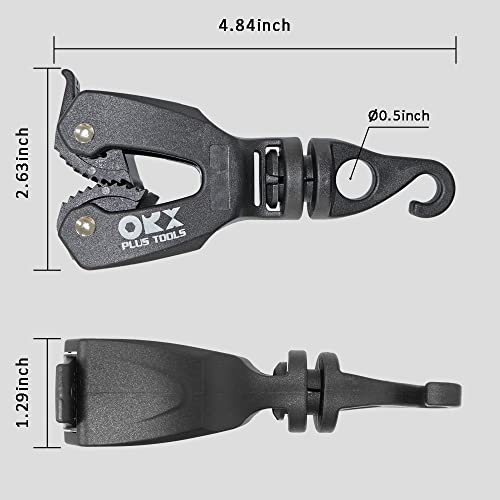 ORXPLUS TOOLS 2pcs ONE-HANDED TARP CLIPS with HOOK Tent Clips Awning Clamp Set Tent Clamps for Camping Canopies, Car Cover, Winter Boat Cover, Pool Cover, Sun Shade