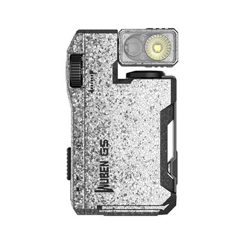 WUBEN G5 EDC Flashlight Magnetic Keychain Rechargeable Mini Pocket Flashlight 400LM Dual Light Sources RGB Light Portable Flat Flashlight for Outdoor Home Emergency (Ice Crack) - color: Silver