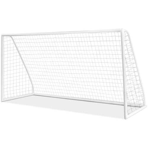 Goplus Soccer Goal, 12'x6'/8'x6'/6'x4' Soccer Net with Strong UPVC Frame, Quick Set-up, High-Strength Netting, Portable Weatherproof Soccer Goals for Backyard Kids Soccer Practice Training - style: 12ftx6ft