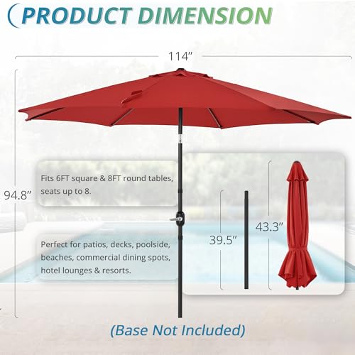 LUE BONA 10FT Patio Umbrella, Waterproof Outdoor Market Umbrella with Easy Crank & Tilt, Patio Table Umbrella for Deck Garden Backyard Pool, Bright Red - color: Bright Red