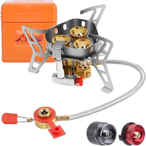 WADEO 6800W Windproof Camping Gas Stove, Small Camping Stove with Piezo Ignition, 1LB Propane Tank Adapter, Butane Adapter for Outdoor Cooking, Picnic, Camping and Hiking - style: 6800W