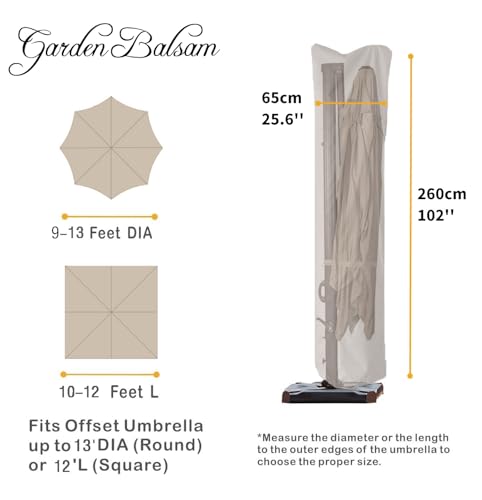 Patio Umbrella Cover for 9ft to 13ft Offset Umbrella, Water Resistant, Curved Cantilever and Straight Pole Parasol Outdoor Umbrellas Cover with Zipper and Rod - color: Beige, size: Cantilever 9'-13'