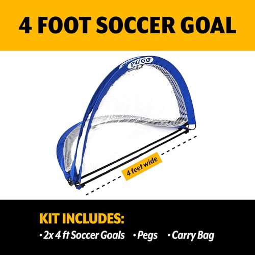 PUGG Pop Up Soccer Goal, Portable Training Football Knitted Poly Net Equipment, The Original Pickup Game Goal, Includes Two Goals & Bag - size: 4 Foot