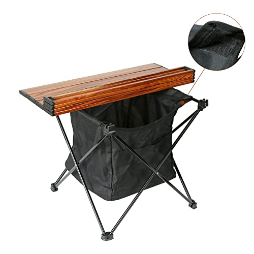 ROCK CLOUD Portable Camping Table Ultralight Aluminum Camp Table with Storage Bag Folding Beach Table for Camping Hiking Backpacking Outdoor Picnic, Size M - color: Wood Grain, With Storage Bag, size: Medium