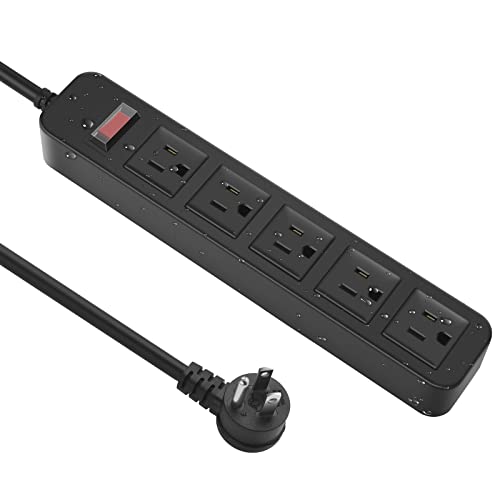 Outdoor Power Strip Waterproof with 5 Outlets, Garden Weatherproof Surge Protector, Christmas Multiple Outlet Exterior Socket for Lighting Appliances. 5FT Extension Cord Strip with Flat Plug. Black - size: 5ft, style: 5 Outlets