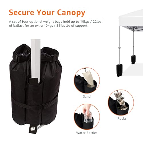 Amazon Basics Outdoor Pop Up 10 x 10 Canopy Tent for Events, Portable with Easy Setup, Sun Shelter, Includes Wheeled Carry Bag, 8 Pegs, 4 Ropes, 4 Weighted Bags, White - color: White, style: Pop Up
