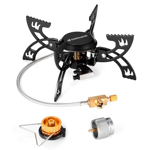 Odoland 3800W Portable Camping Stove Lightweight Gas Stove Collapsible Backpacking Stove with EVA Box Compatiable with Three Kinds of Gas Canister for Outdoor Camping Cooking Hiking and Picnic