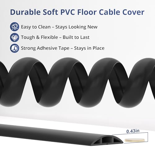 ZhiYo 10ft Cord Covers for Wires on Floor, Cord Hider Floor Hide Extension Cords, Soft PVC Cable Cover Cable Protector, Wire Cavity W0.62in H0.31in, Vintage Coffee - color: Coffee Brown, size: 1.6'' W X 10' L