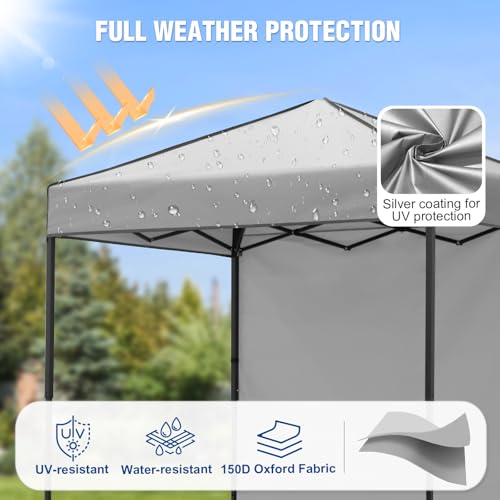 6x4 Pop Up Canopy Tent with One Wall Panel, Instant Portable Beach Canopy, Outdoor Tent with Carry Bag for Camping, Sports, Tailgating, Events, Gray - color: Gray, size: With One Wall