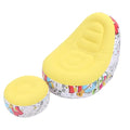 Pomya Foldable Air Lounger Chair with Foot Stool | Inflatable Sofa Bed for Beach, Camping, Outdoor - Flocking Fabric Design (Yellow) - color: Yellow
