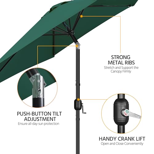 Yaheetech 2 Pack 10FT Outdoor Patio Umbrella Outdoor Table Umbrella w/Push Button Tilt & Crank, Yard Sun Shade UV Protection Waterproof for Pool, Market, Terrace, Beach, Outdoor Restaurant, Dark Green - color: Dark Green, size: 10FT