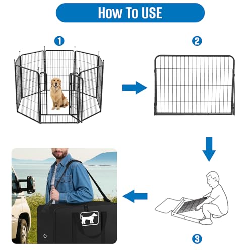 SIRUITON Dog Playpen Storage Bag Fits 24" H 8 Panels and 9 Stakes Suitable for Foldable Exercise Pet Playpen, RV Dog Fence Travel Bag,with Reinforcing Plate & Shoulder - color: Black