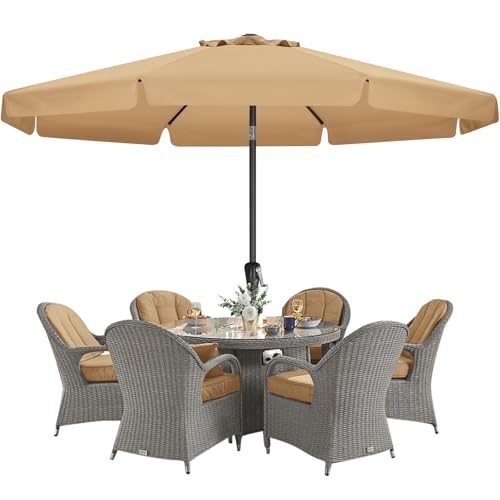 MASTERCANOPY Valance Patio Umbrella for Outdoor Table Market -8 Ribs (11ft,Khaki) - color: Khaki, size: 11FT