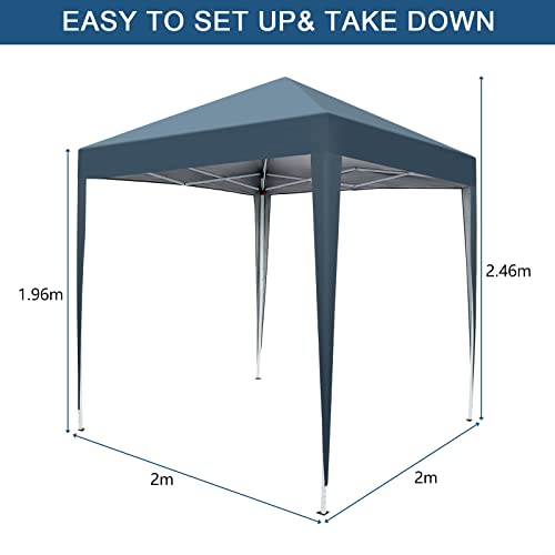 6.5x6.5ft Outdoor Pop Up Canopy Tents,Portable Instant Folding Shelter Gazebos,Waterproof Beach Tents,Easy Up Instant Commercial Canopy Tent,with Carry Bag,for Garden Event Wedding Party BBQ (Blue) - color: Blue, size: 6.5x6.5ft