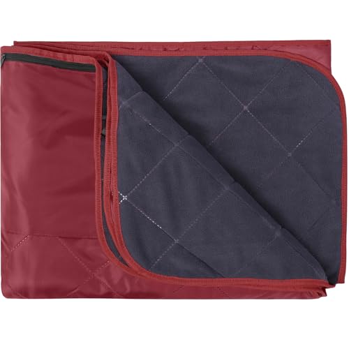 REDCAMP Large Waterproof Stadium Blanket for Cold Weather, Soft Warm Fleece Camping Blanket Windproof for Outdoor Sports, Red - color: Red/Dark Grey