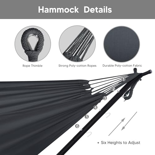 SUNCREAT 2-in-1 Hammocks Convertible Portable Double Hammock with Stand Included, Outdoor Hammock and Stand, Patented, Dark Grey - color: A-dark Grey