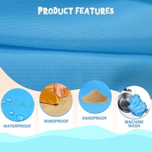 Beach Blanket 78''×81'' - Waterproof Sandproof Sand Free Oversized Mat for 1-5 Adults, Lightweight Durable Compact for Beach Travel Camping Hiking Picnic - color: Blueorange, size: 78"x81"