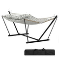 2 Person Double Hammock with Adjustable Steel Stand & Pillow, Heavy Duty Portable Outdoor Hammock Set, MAX 450 LBS Weight Capacity for Patio, Garden, Beach, Backyard - color: V-light Gray Textured