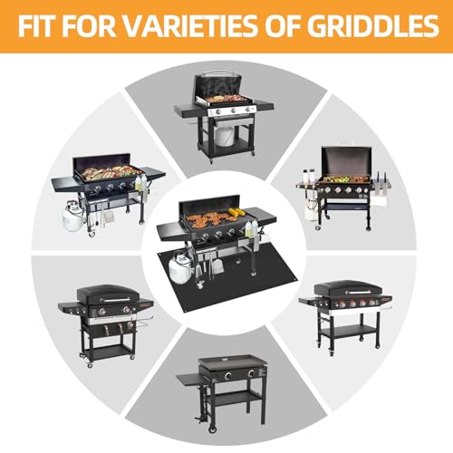 TOHONFOO 70 x 48 in Under Grill Mat Compatible with Blackstone 28in & 36in Griddle - Fireproof BBQ Mats for Grilling to Protect the Deck, Patio, Pavers - Griddle Mat Compatible with Blackstone - 1mm - color: Black, size: 70x48x0.04in