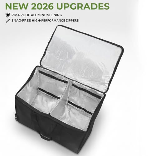 TRUE NORTH Insulated Food Delivery Bag w/Divider - NEW 2026 UPDATE (23"x15"x14") - Uber Eats Food Warmer Bag - Warming Bags For Food - Insulated Delivery Bags For Hot Food, Pizza Delivery Bag