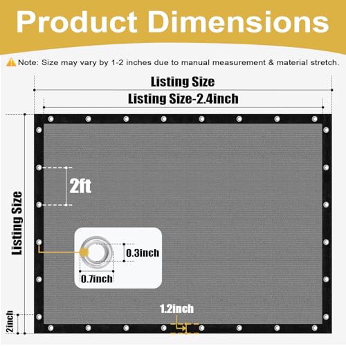 Shade&Beyond 90% Sun Shade Cloth with Grommets, 3' X 6' Pergola Shade Cover Canopy, Mesh Tarp Sun Screens for Patio, Outdoor, Garden, Backyard, Light Gray - color: Light Gray, size: 0 3' X 0 6'