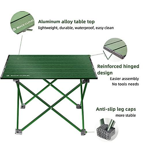 ROCK CLOUD Portable Camping Table Ultralight Aluminum Folding Beach Table Camp for Camping Hiking Backpacking Outdoor Picnic, Green - color: Green, size: Small