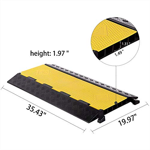 1 Pack Rubber Cable Ramp Hose Cable Protector Ramp 5 Channel 22000Lbs Load Capacity Traffic Speed Bump Wires Power Lines Extension Cord Cover for Indoor Outdoor - color: 22000Lbs-5Channel-1Pack