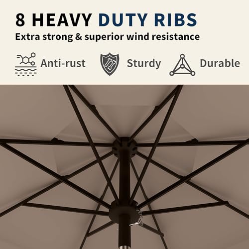 10FT Patio Umbrella 3 Tiers Outdoor Market Umbrella w/Push Button Tilt, Crank, UV and Waterproof Table Umbrella for Garden, Pool, Backyard, Deck, Lawn, Beige - color: Beige