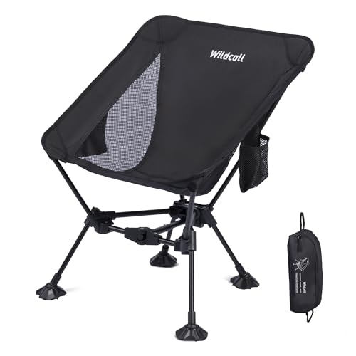 WildCall Lightweight Folding Camping Chair Compact Beach Chair with Anti-Sinking Large Feet - color: 1 X Black